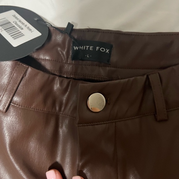 White Fox Faux Leather Pants Brown - Picture 6 of 6
